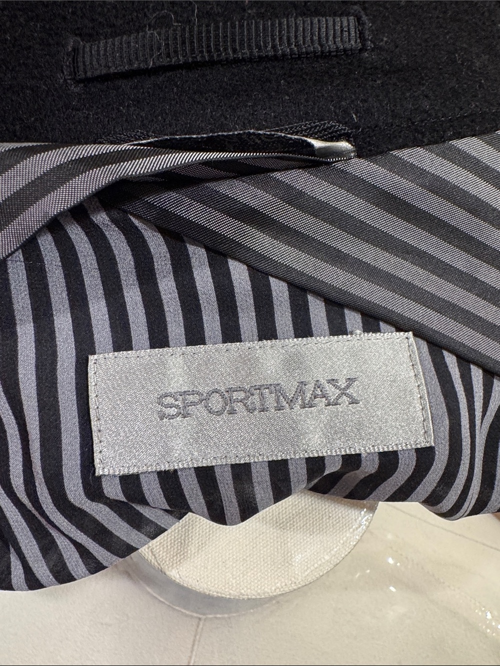 Sportmax Black and Gray Striped Lined Coat